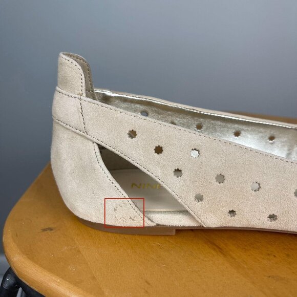 Nine West Marie Perforated Suede Ballet Shoe Cream 9 - Picture 6 of 6
